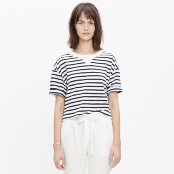 Madewell Sun Up Tee in Black White Stripe S - Picture 5 of 8